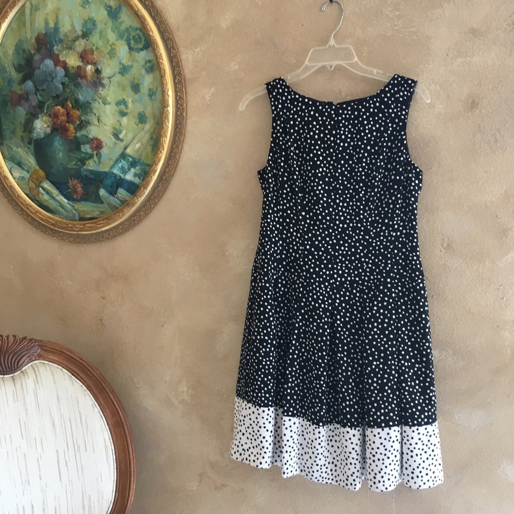 Ralph Lauren pokodot Black white fit flare pleated